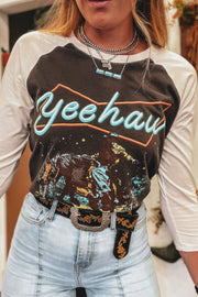 Yee Haw Contrast Raglan Sleeve T-Shirt