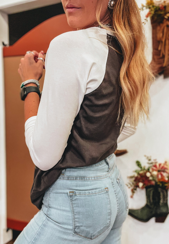 Yee Haw Contrast Raglan Sleeve T-Shirt