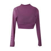 Fixed Chest Mesh Long Sleeve Top