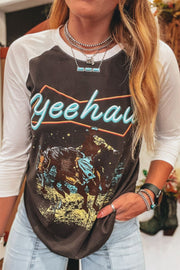 Yee Haw Contrast Raglan Sleeve T-Shirt