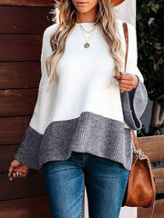 Flare Cuff Contrast Long Sleeve Sweater