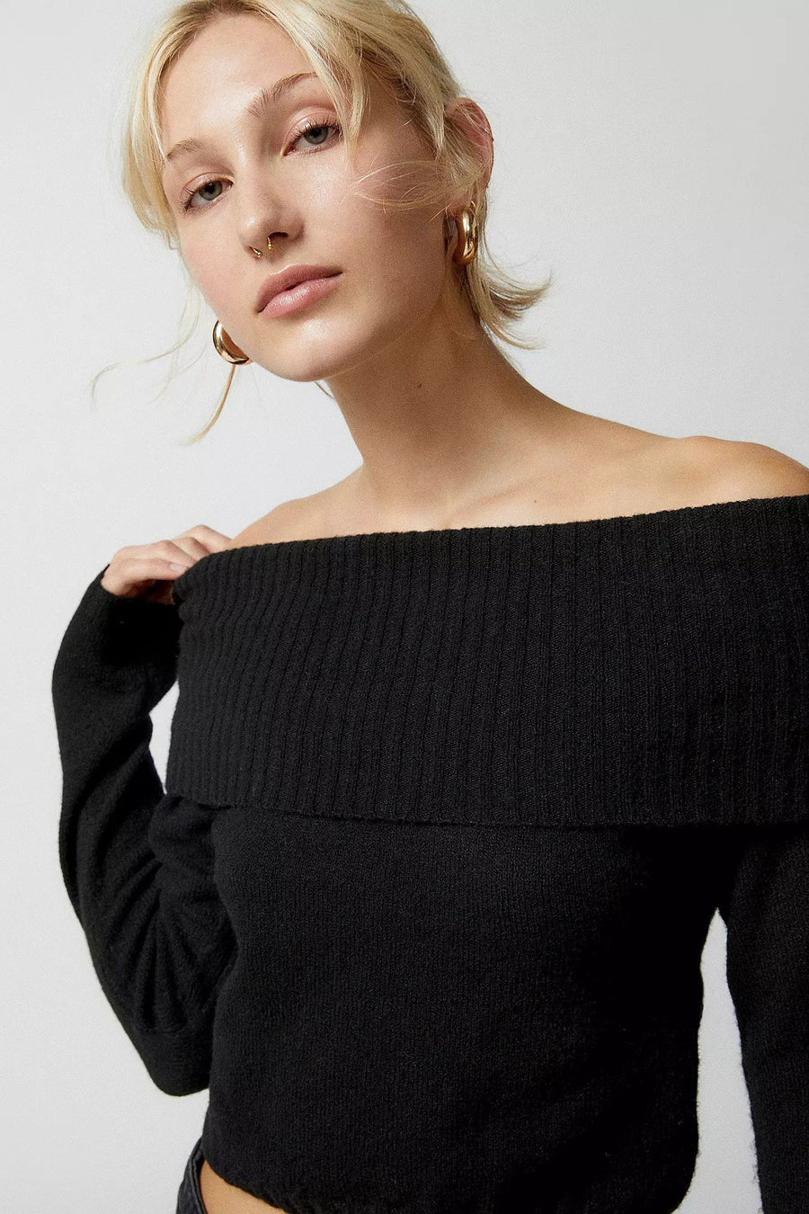 Slim Fit Off Shoulder Women's Top