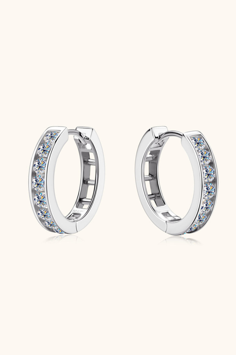 Moissanite Sterling Silver Huggie Earrings