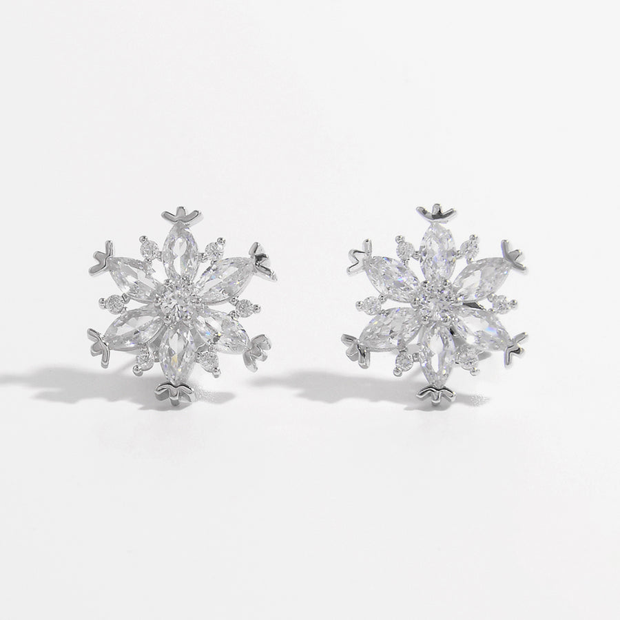 Sterling Silver Zircon Snowflake Earrings