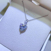 2 Carat Moissanite Sterling Silver Heart Pendant Necklace