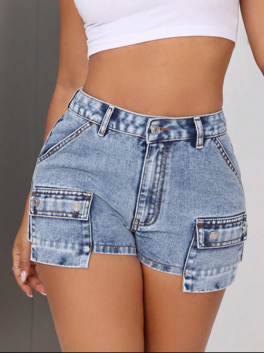 Mid-Rise Waist Denim Shorts