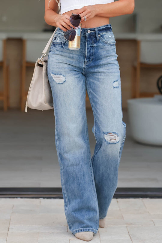 Distressed Straight Jeans