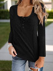 Full Size Scoop Neck Long Sleeve Shirt