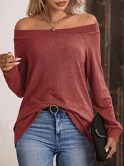 Off-Shoulder Stretch Long Sleeve Shirt