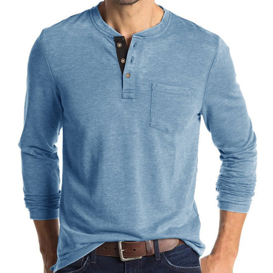 Slim Fit No Collar Long Sleeve Shirt