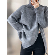 Zip-Up Blended Raglan Sleeve Sweater