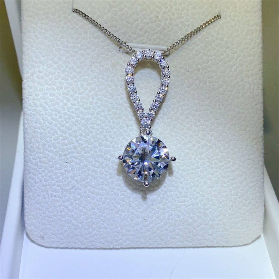 5 Carat Moissanite Sterling Silver Teardrop Necklace