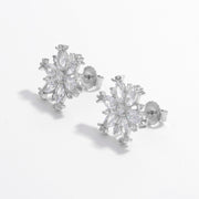 Sterling Silver Zircon Snowflake Earrings