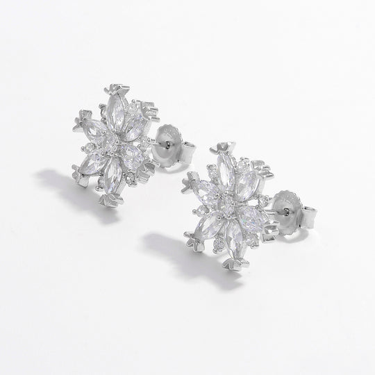 Sterling Silver Zircon Snowflake Earrings