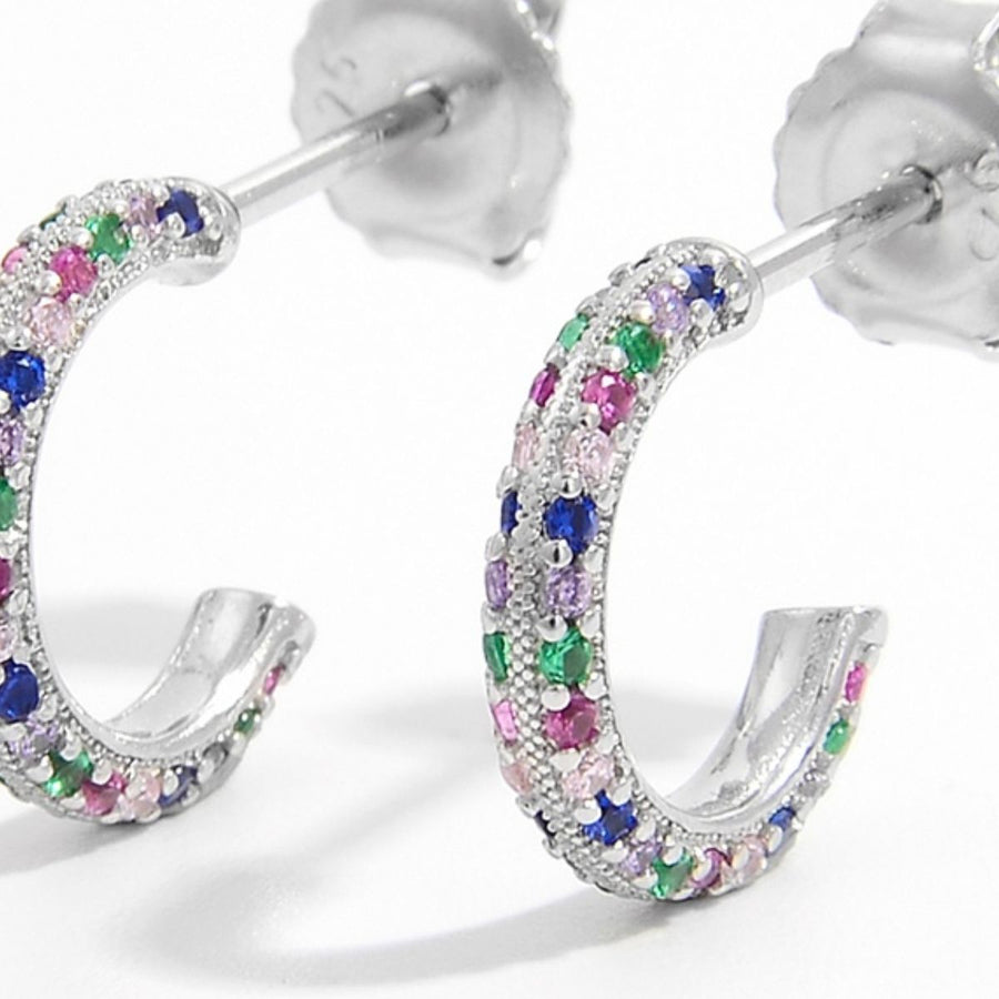 Sterling Silver Contrast Zircon Earrings