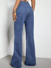 Pocketed High Waist Bootcut Jeans