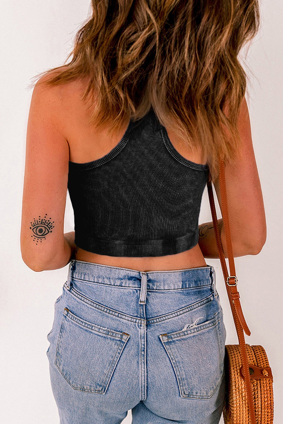 Charcoal Round Neck Racerback Tank