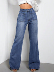 Pocketed High Waist Bootcut Jeans