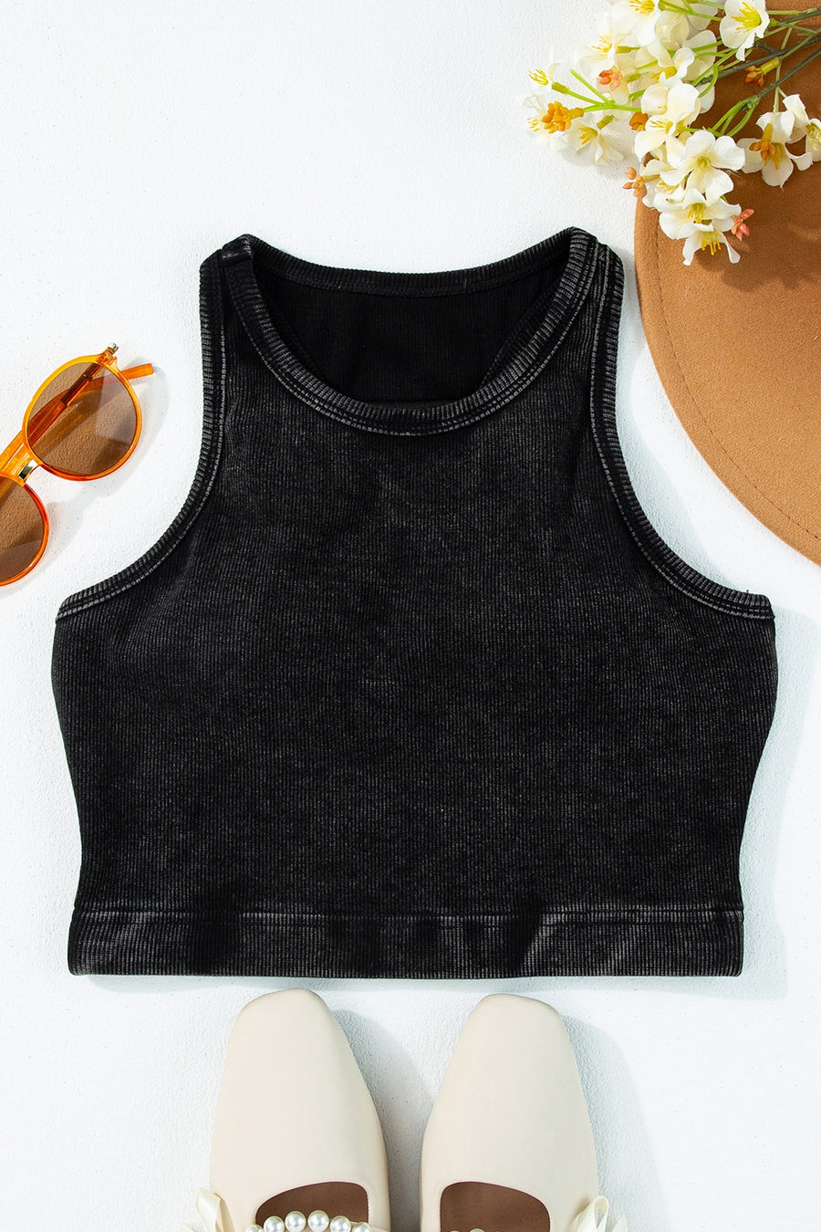 Charcoal Round Neck Racerback Tank