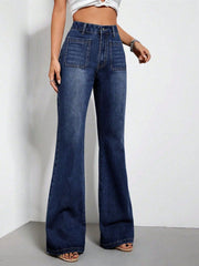 Pocketed High Waist Bootcut Jeans