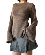 Exposed Navel Flared Sleeve Knitted Sweater