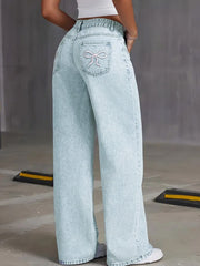 Bow Back Wide Leg Jeans