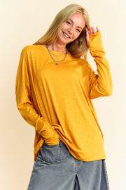 Davi & Dani Solid Color Boat Neck Shirt