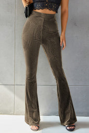 Ribbed High Waist Flare Pants