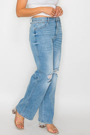 Full Size Distressed High Rise Straight Jeans