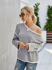 Boat Neck Dropped Shoulder Sweater