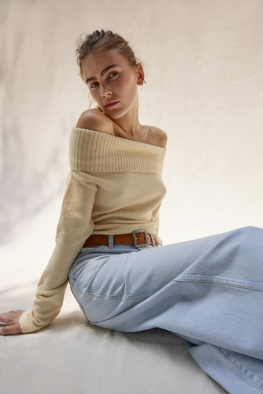 Slim Fit Off Shoulder Women's Top