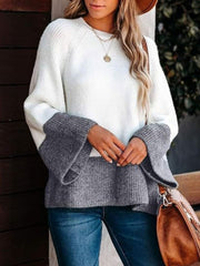 Flare Cuff Contrast Long Sleeve Sweater