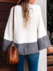 Flare Cuff Contrast Long Sleeve Sweater