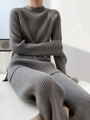 Mock Neck Raglan Sleeve Top & Pants Sweater Set