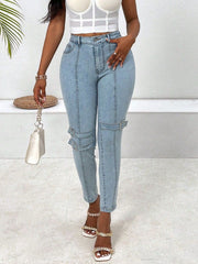 Decorative Buckle Skinny Jeans