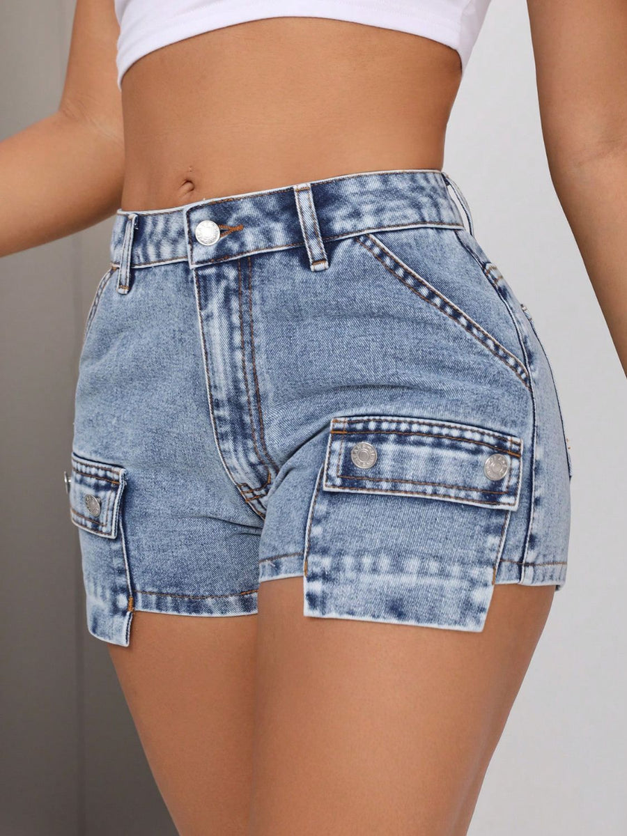 Mid-Rise Waist Denim Shorts