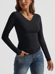 V-Neck Long Sleeve Above Waist Shirt