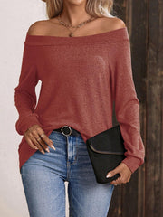 Off-Shoulder Stretch Long Sleeve Shirt