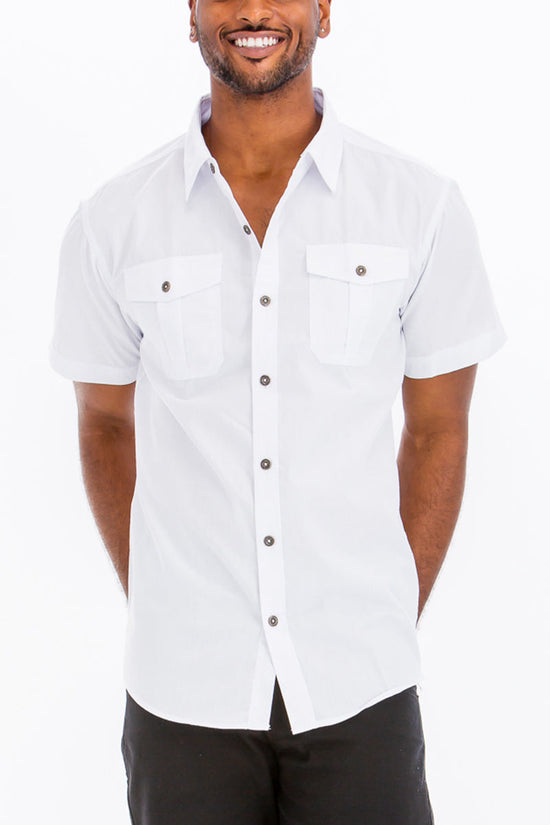 Classic Two Pocket Button Down Casual Shirt