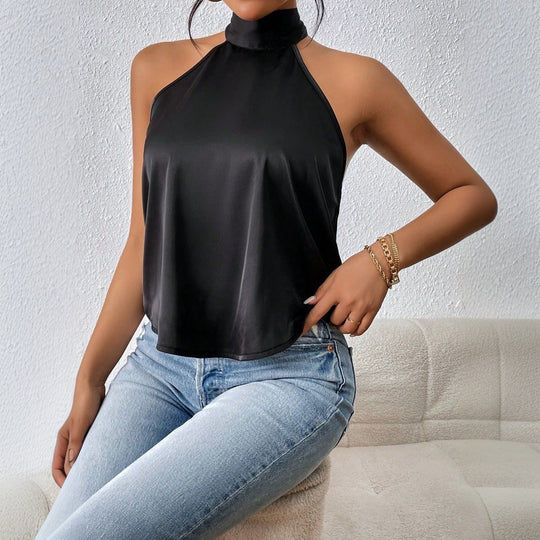 Wrap Neck Off Shoulder Backless Vest
