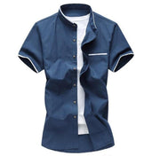 Stand Collar Short Sleeve Summer Shirt