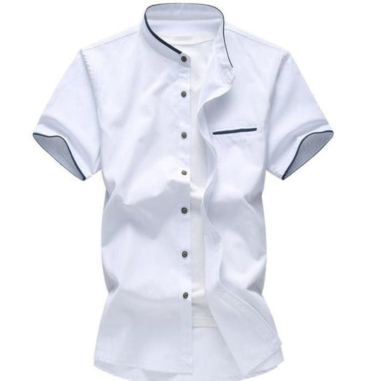 Stand Collar Short Sleeve Summer Shirt