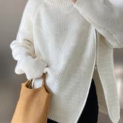Zip-Up Blended Raglan Sleeve Sweater