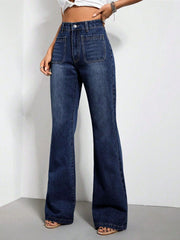 Pocketed High Waist Bootcut Jeans