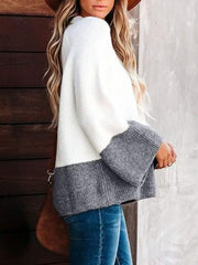 Flare Cuff Contrast Long Sleeve Sweater