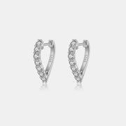 Inlaid Zircon Sterling Silver Heart Earrings