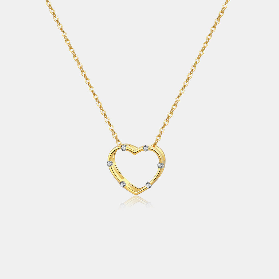 Heart Inlaid Zircon Spring Ring Closure Necklace