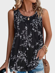 Printed Flowers Round Neck Tank