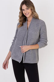 Ribbed Stand Up Collar Cardigan