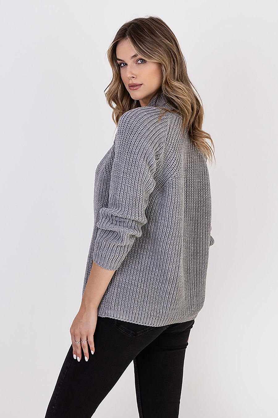 Ribbed Stand Up Collar Cardigan